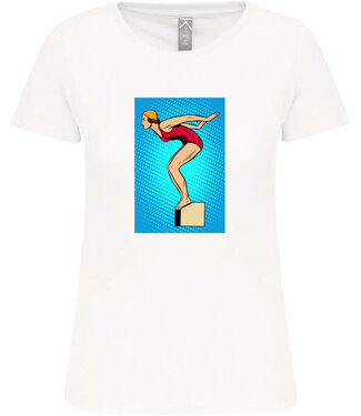 Bio T-Shirt Dames met sportopdruk │Zwemmen