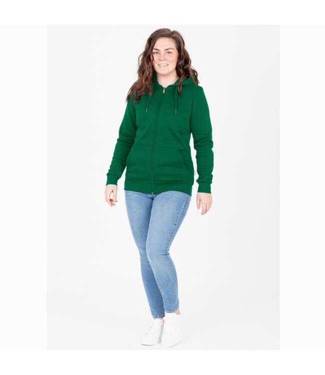 JAKO Organic Full Zip Hoodie DAMES│Groen