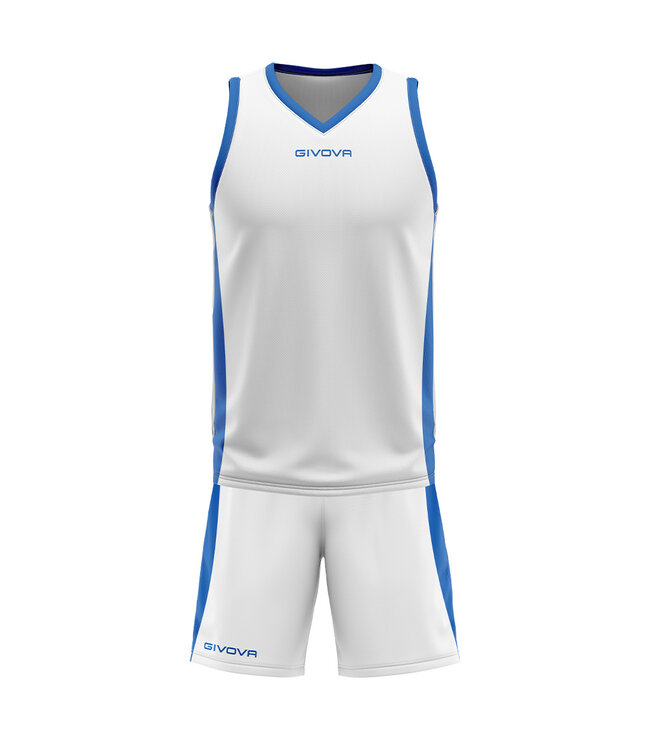 Givova Basketbal kit Power KIDS en ADULTS│Wit-Royalblue