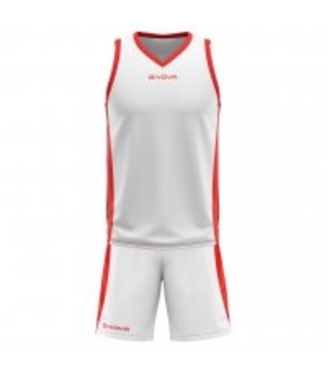 Givova Basketbal kit Power KIDS en ADULTS│Wit-Rood