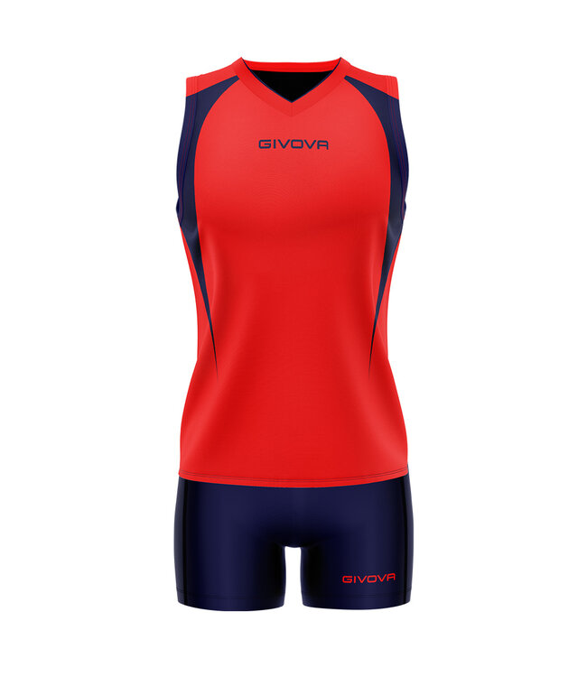 Givova Volleybalset Spike voor dames│Rood-Navy