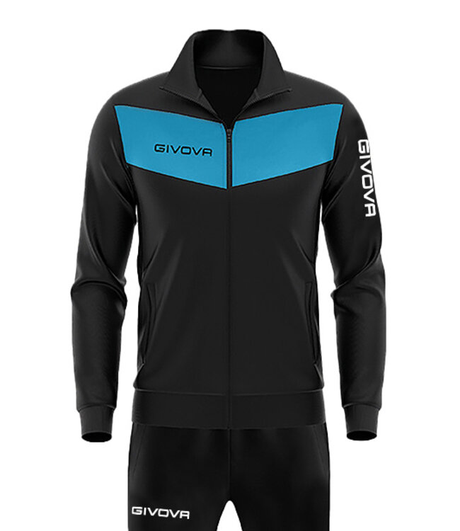 Givova Trainingspak Visa│ADULTS │Zwart-Turkoois