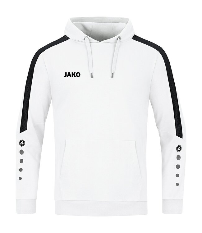JAKO Jako sweater met Kap Power│Kids - Uni - Dames│Wit - Zwart