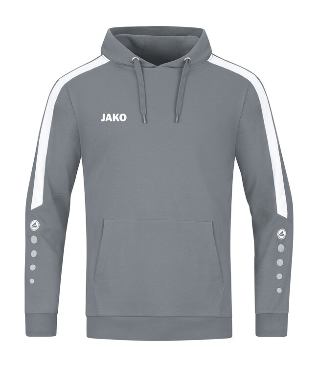 JAKO Jako sweater met Kap Power│Kids - Uni - Dames│Steengrijs - Wit