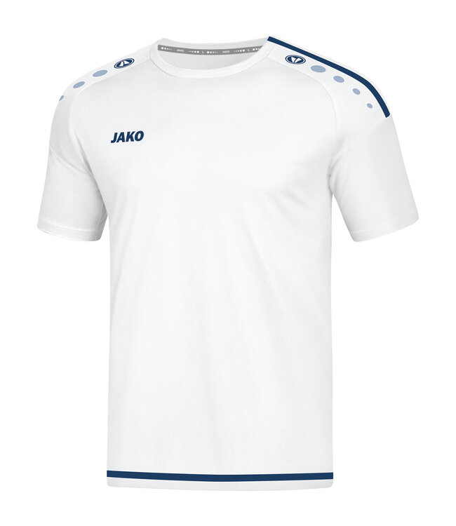 JAKO OP = OP SALE LAATSTE SHIRTS STRIKER 2.0 WIT- NAVYBLUE