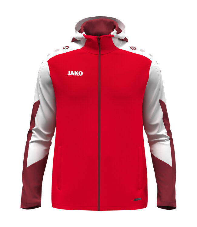 JAKO Jas met Kap Dynamic | Heren-Dames-Kids│Rood - Wit - Donkerrood