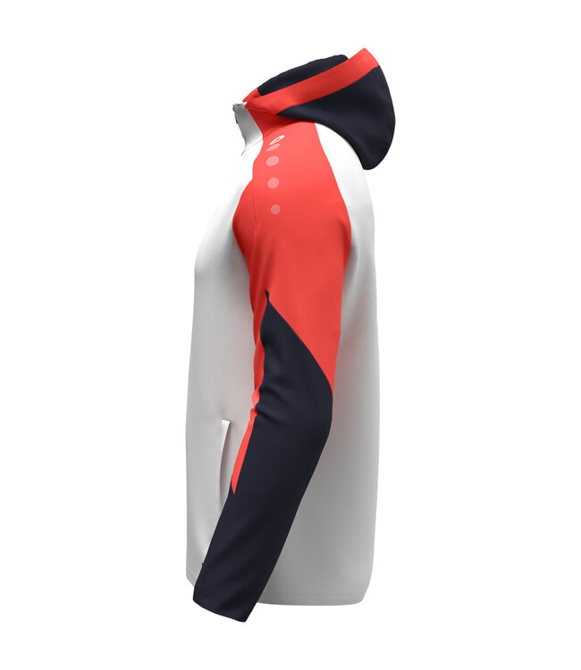 JAKO Jas met Kap Dynamic | Heren-Dames-Kids│Wit - Koraal - Marine