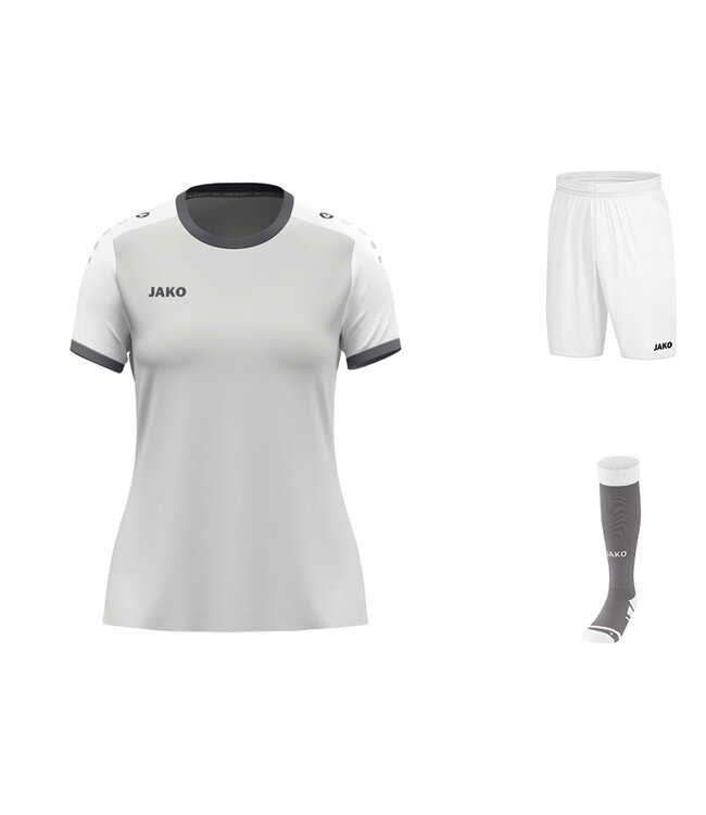 JAKO Dames zaalvoetbalset Dynamic | Lichtgrijs - Wit - Lichtgrijs