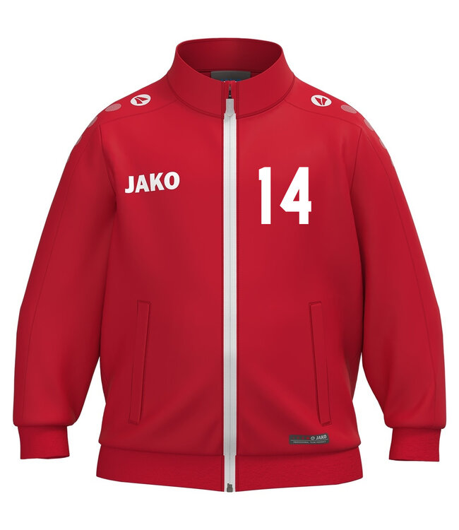 JAKO Mini kids trainingsjasje | Rood  | Broek kleur zwart los bij te bestellen.