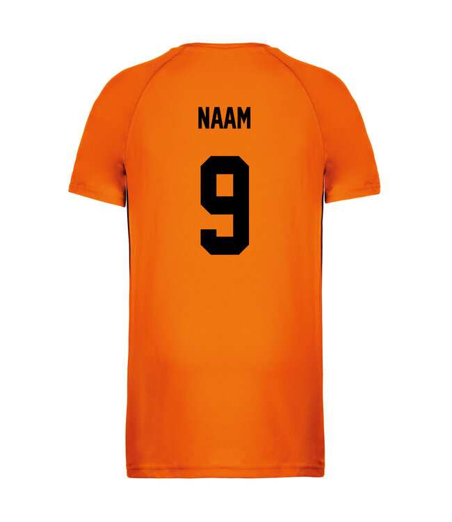 Oranje Fanshirt voor kinderen met tekst "Frenkie en Xavi slapen niet... Ik ook niet"