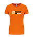 Oranje dames shirt met tekst " WK eraan"