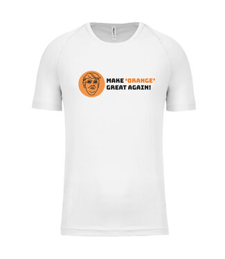 Fan shirt Oranje met tekst "Make Orange Great Again" | Sportshirt Uni versie in kleur Wit
