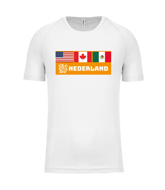 Fan shirt vlaggen | Sportshirt Uni versie in kleur Wit.