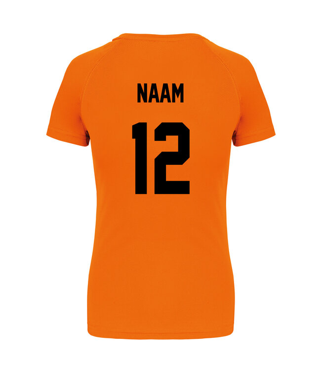 Oranje dames shirt met tekst " WK er ons gebeuren"