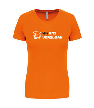 Oranje dames shirt met tekst " WK ons verslaan"