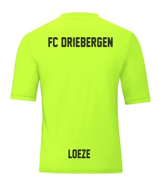 Jako sportset Team bestaande uit: Jako shirt Team fluogroen incl. bedrukking op de achterzijde| short zwart | kousen zwart
