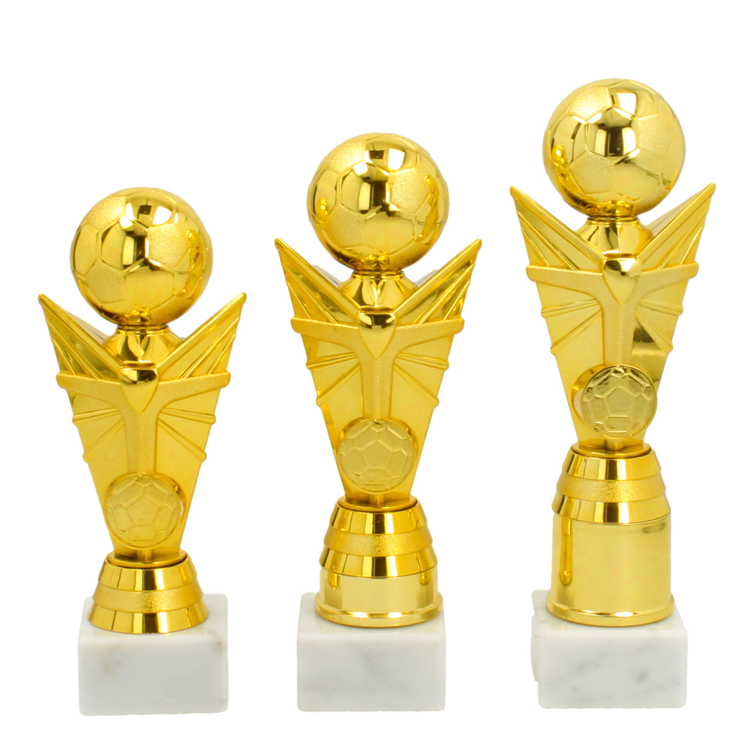AS 3229 voetbal trofee goud in 3 maten 19-23 cm