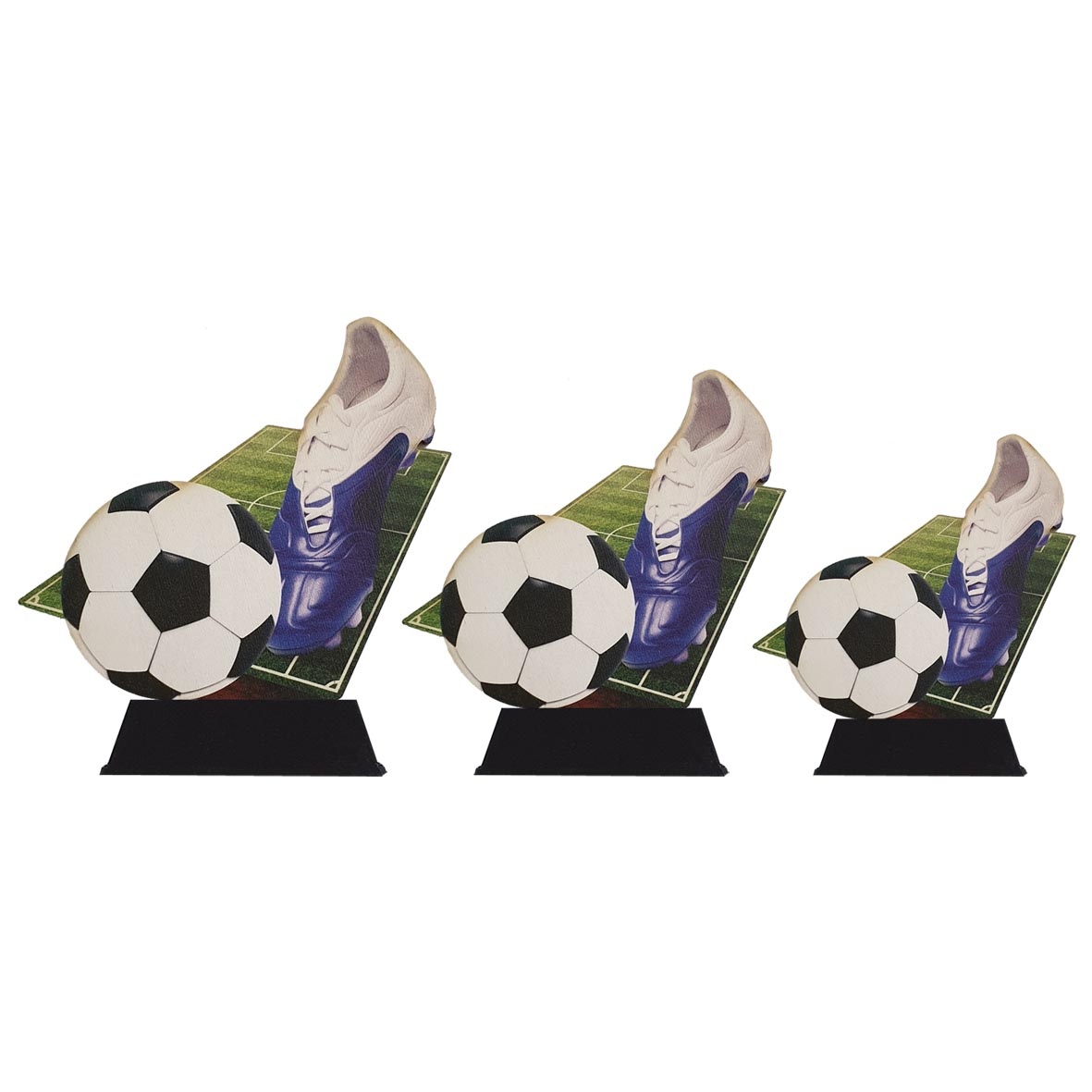 WT 02131 Eco trofee van hout  voetbal-  13,5-16,5 cm