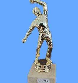 Cricketbowler op voet goudkleur ca. 13 cm