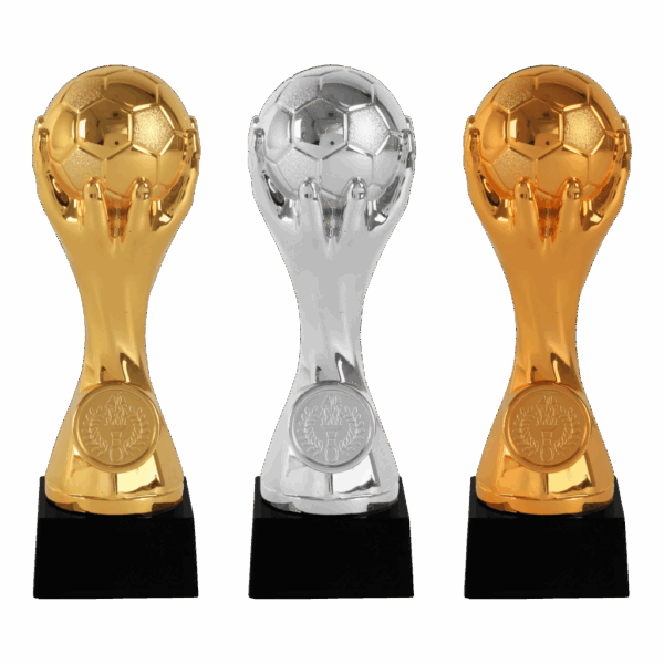 AS 3225 VOETBALTROFEE GOUD-ZILVER-BRONS 1 MAAT 17.5 CM