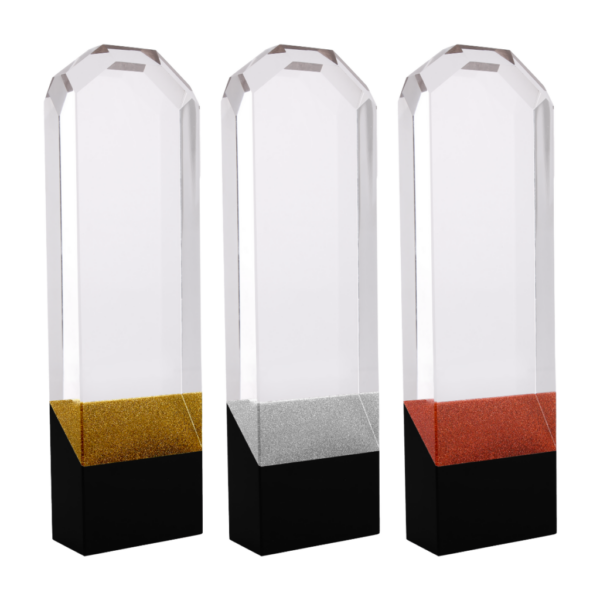 CLING LUXE GLAS AWARD IN GOUD-ZILVER-BRONS  24 CM MET LUXE DOOS