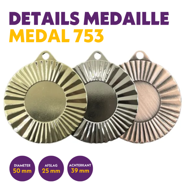 M 753 medaille voor 25 mm afbeelding in moderne kleuren