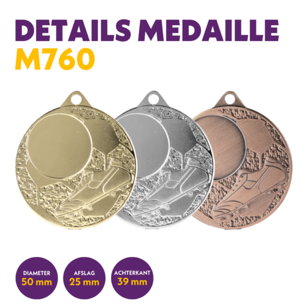 M 760 Voetbalmedaille  en 25 mm afslag