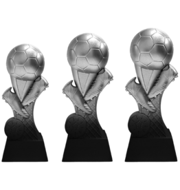 WPT 011.34  Alpha Voetbal trofee zwart-zilver 15-20 Cm