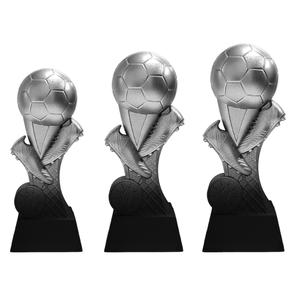 WPT 011.34  Alpha Voetbal trofee zwart-zilver 15-20 Cm