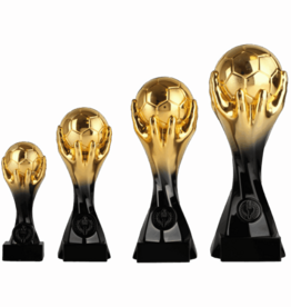 WPT 021.86 Voetbal trofee zwart-goud in 4 maten 15-27Cm