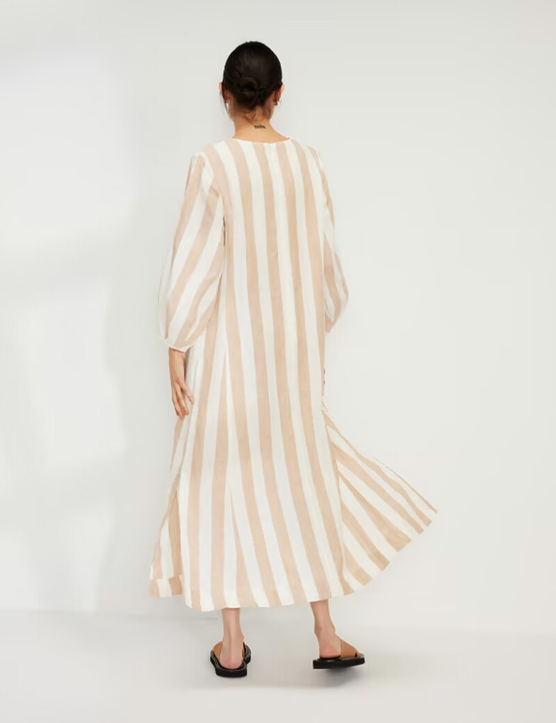 amet Linen Brown A-Line Dress