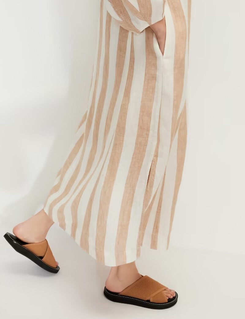 amet Linen Brown A-Line Dress