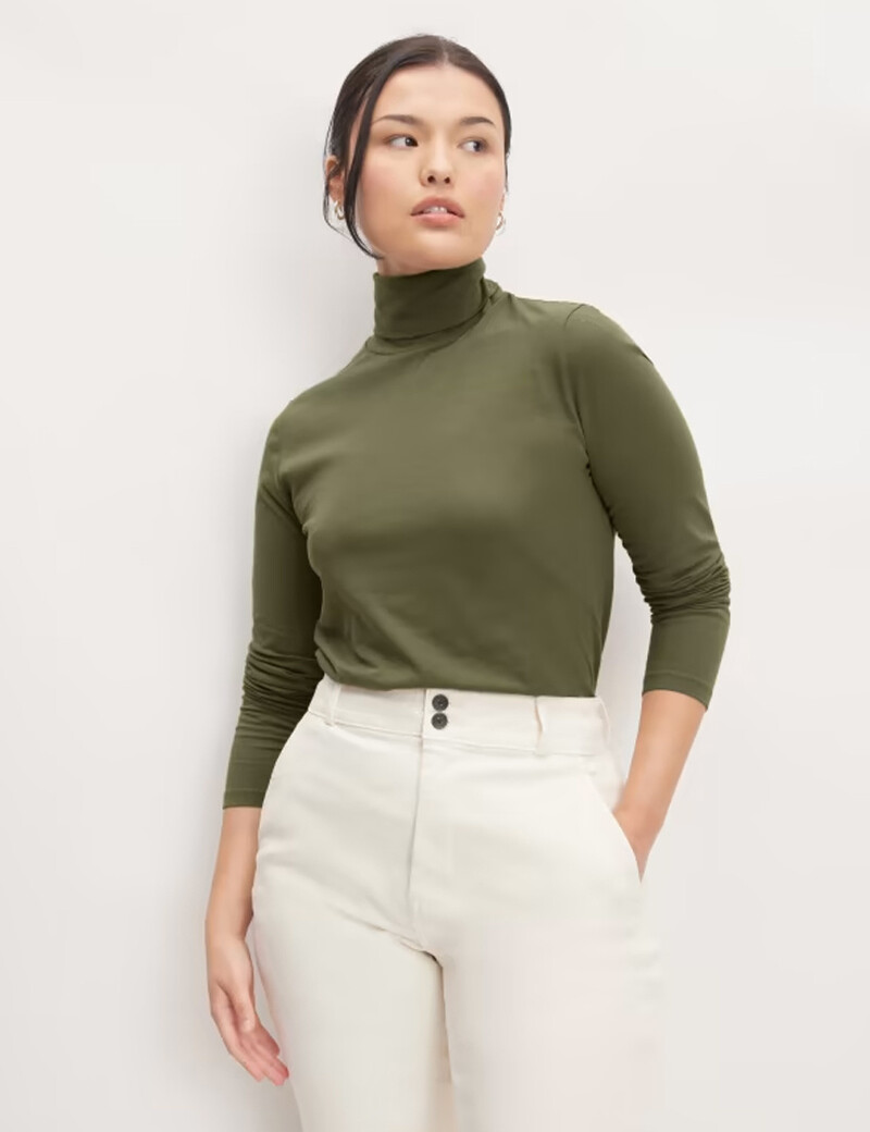 amet Organic Cotton Olive Turtleneck