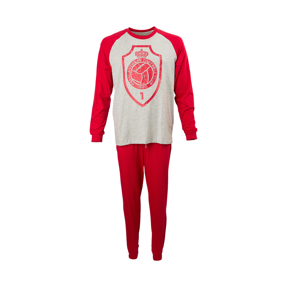 Pyjama rood-grijs met logo-3