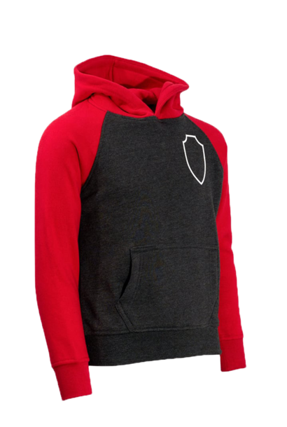 RAFC - Hoodie dark grey / red sleeves - RAFC Shield