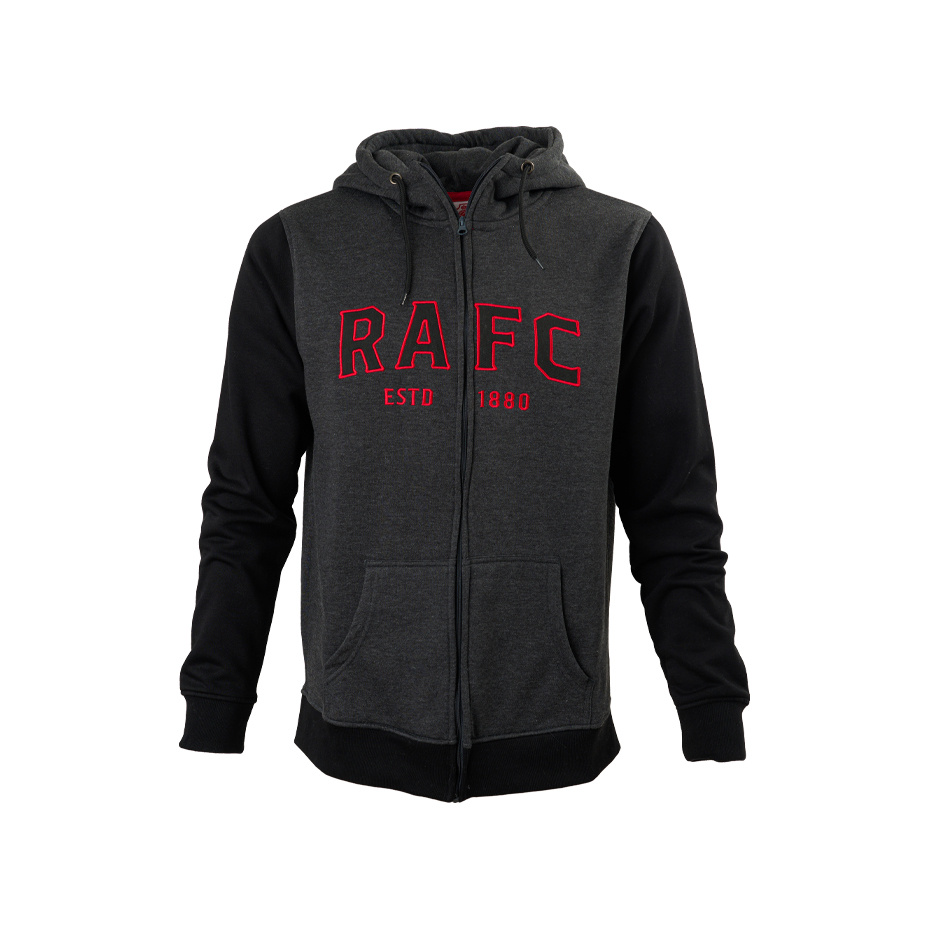 Donkergrijze hoodie met rits - RAFC rood-3