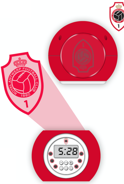 Wekker met clublied & logo-projectie