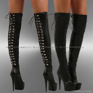 Sexy high leather boots with exciting lace closure