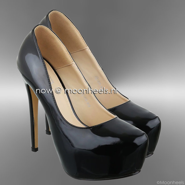 Classy zwarte high heels met plateau Moonheels