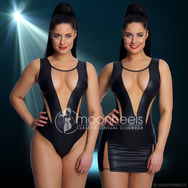 Exclusieve soft-nude wetlook rokje "Lea"