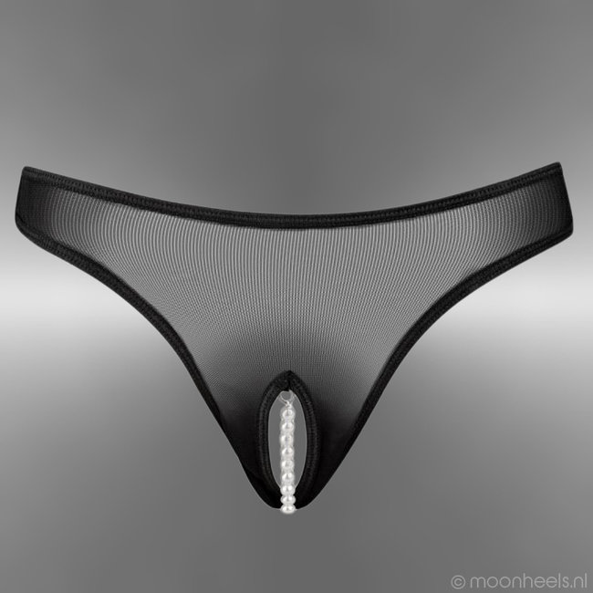 Sexy thong Jade with open crotch and pearls