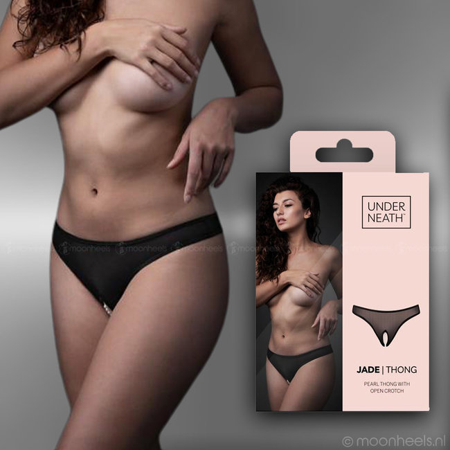 Sexy string Jade  met open kruisje en parels