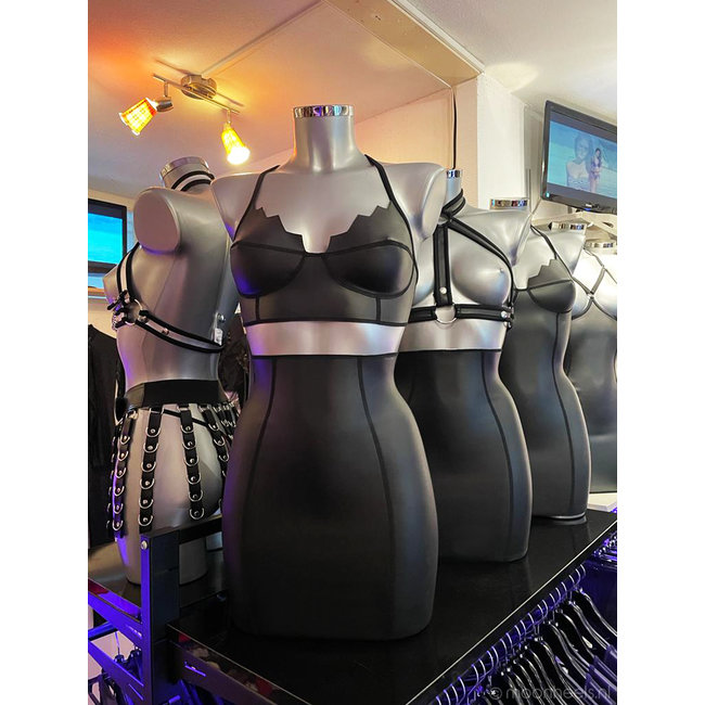 Exclusieve  top neopreen (rubber) "Bat-bra"