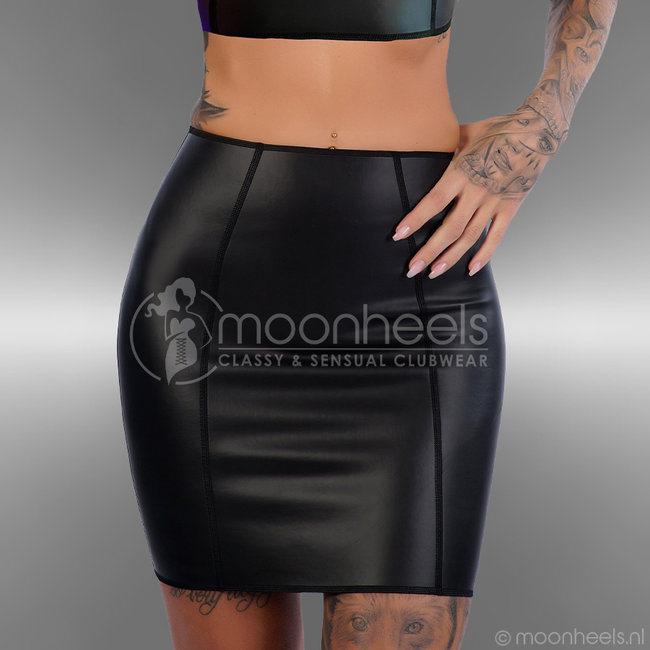 High waist neoprene (rubber) pencil skirt with long zipper