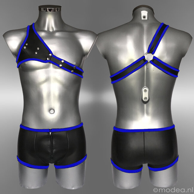Stoere Lange Rubber (Neopreen) Boxer 'Blue Line'