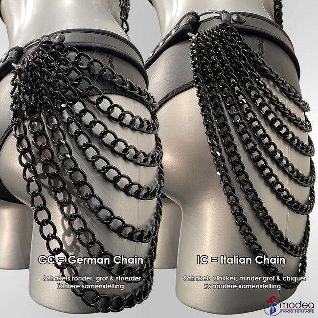 Adjustable neoprene harness with black large links chain