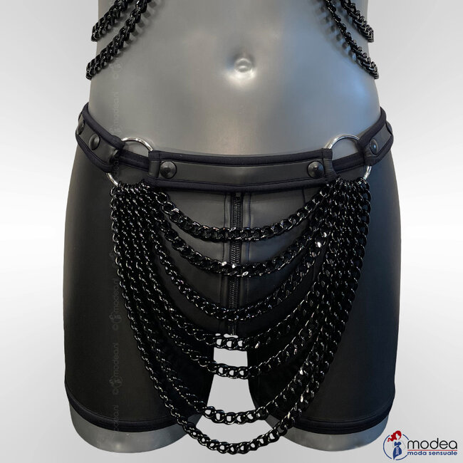 Adjustable neoprene men's hips belt  with black chic link chain