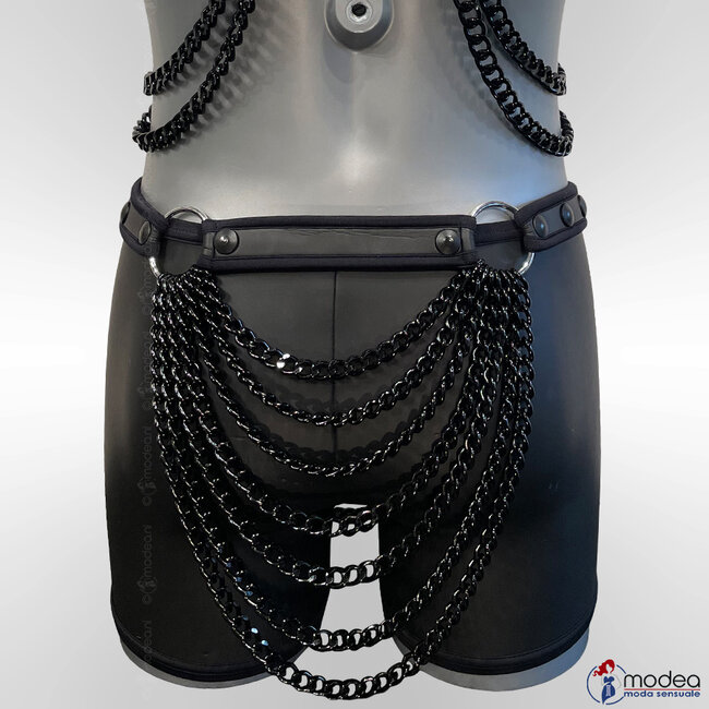 Adjustable neoprene men's hips belt  with black chic link chain