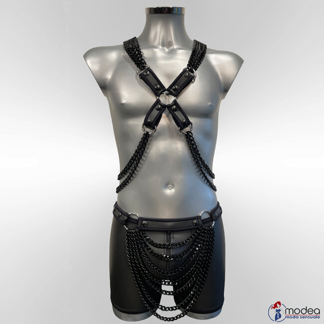 Adjustable neoprene men's hips belt  with black chic link chain