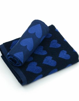 Bunzlau Castle Keukendoek Hearts Dark Blue